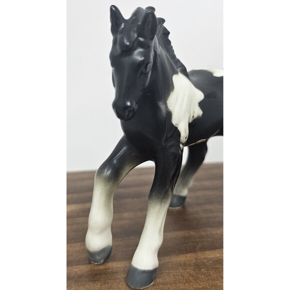 Vtg Enesco Porcelain E-3295 Black White Painted Pony Figurine 4.5"x4" Japan - Picture 2 of 10